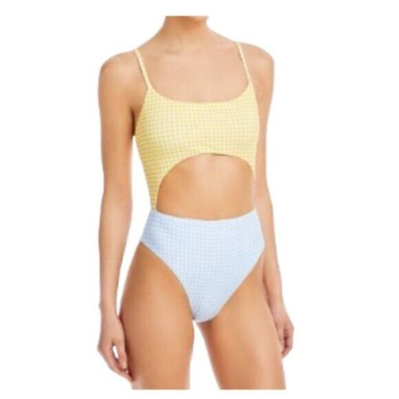 Aqua Other - Aqua Bloomingdale's Check Scoop Cut-Out One-Piece Swimsuit Medium NWT
